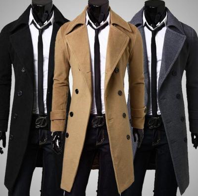 China Anti-wrinkle Outwears Plus Size Winter Coats Long Turn Down Collar Wool Slim Gap Men's Double Breasted Coats for sale