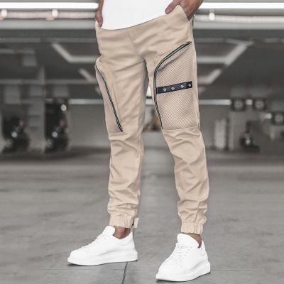 China Anti-wrinkle khaki cargo pants woven zipper pockets patchwork streetwear plus size mens pants and trousers for sale