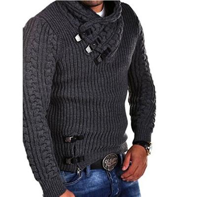 China Anti-wrinkle winter solid color pullover sweater fashionable knitted custom plus size men's sweaters for sale