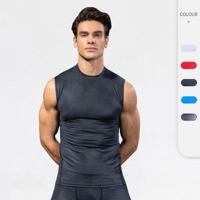 China New Fitness 3D Print Running Elasticity Quick Dry Sleeveless Tank Top Travel Men Sweating Gym Vest for sale