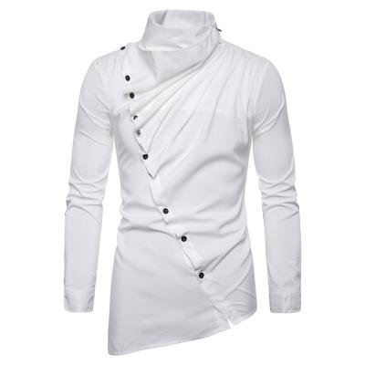 China Fashionable Asymmetrical Design Long Sleeve Breathable Shirt White Boy's Unisex Shirts for sale