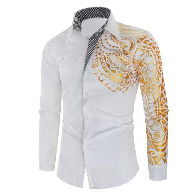 China Gold Wash Totem Personality Shirt Printing Machine Printing Men Breathable Crazy Long Sleeve Shirts Top for sale