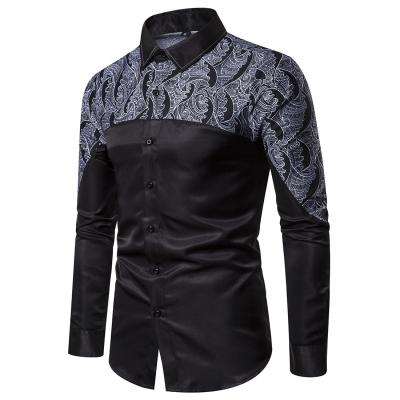 China Black Spliced ​​Stock T-shirt Printing Machine Men'S Long Sleeve Breathable Autumn Color Shirts for sale