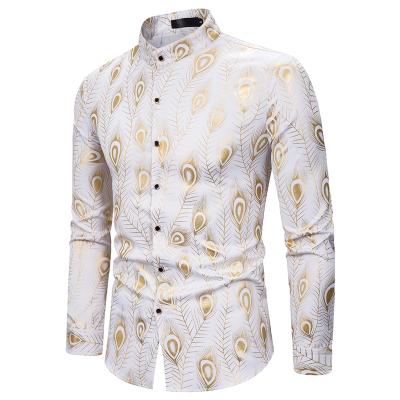 China Feather Anti-pilling Printed Nightclub Gilding Crazy Shirts Adopt A Cat Plus Size Men's Shirts for sale