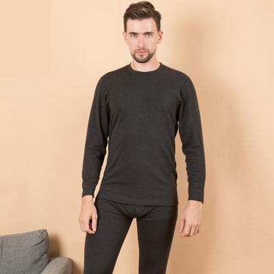 China 2021 Autumn Anti-Wrinkle O-Neck Cotton Solid Color Thermal Shirt Long Men Stylish Slim Shirts Underwear for sale