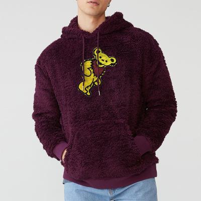 China Anti-wrinkle in the dark men's hoodies and sweatshirts embroidery materials stock casual top bear fleece for sale