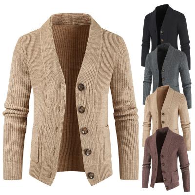 China Anti-wrinkle newcomer in stock lapel long sleeve casual single breasted korean style cardigan sweater for men for sale