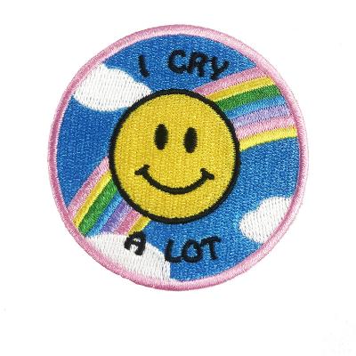 China 3D Cartoon Adhesive Apparel Patches Rainbow Sky Embroidered Patches Iron On for sale