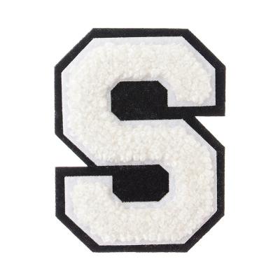 China Fashion 3D Letters S Front Size Embroidery Chenille Patch Sew On Patches For Clothing T-shirt Custom Patch for sale