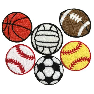 China 3D Sports Balls Iron On Applique Letter Custom Chenille Patch for sale