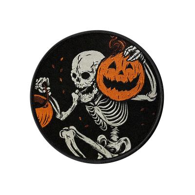 China Skeleton Pumpkin Merrow Logo Woven Custom Skull Patches Cheapest Viable Wholesale for sale