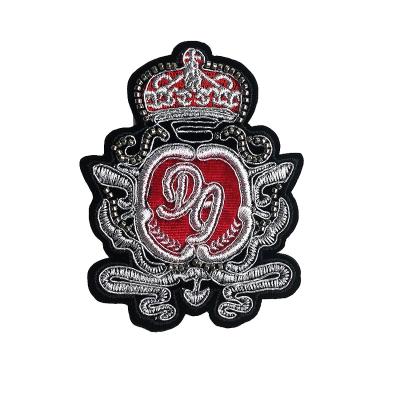 China 3D India Silk Crown Patches Embroidery Sew On Apparel Patch Custom for sale