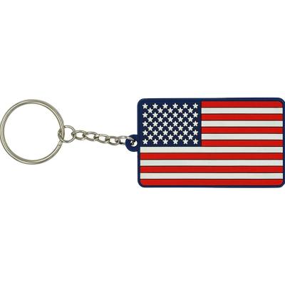 China Custom American Flag Rubber Cartoon Logo 3D PVC Soft Key Chain For Gift for sale