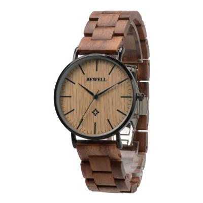 China Japan Movement Non-Specific Custom Quartz Watch Stainless Steel Band Stainless Steel Back Wood Watch for sale