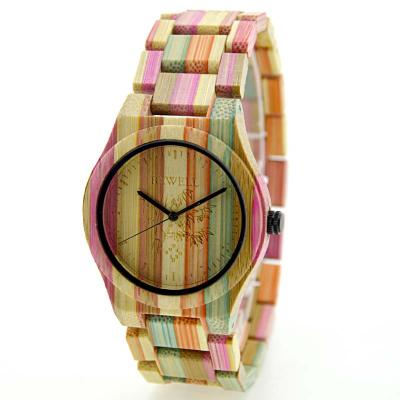 China Non-Specific China Manufacturer Bewell Bamboo Watch Wristwatch For Women Colorful Bamboo Watches for sale