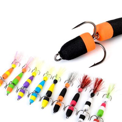 China High carbon steel +foam explosion worm bait three anchor hook fake bait hook string foam bait hook for sale