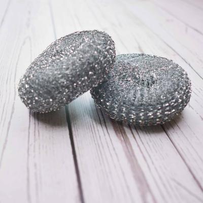 China 13g 3pcs Metal Ball Mesh Scourer Pot Silver Galvanized Cleaning Plastic Scrubber Viable Steel Mesh Scourer for sale