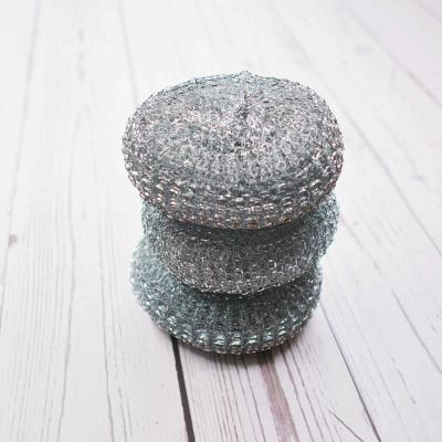 China 2021 viable 40g 3pcs opp mesh scourer stainless steel mesh scourer galvanized wire mesh metal silver scourer for sale