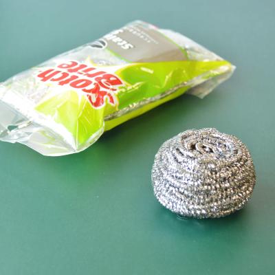 China 35g aisi410 stainless steel viable scourer, scrubber wire wool, pot scourer scrubber for cleaning bowl for sale