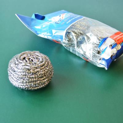 China 40g aisi410 stainless steel viable scourer, scrubber wire wool, pot scourer scrubber for cleaning bowl for sale