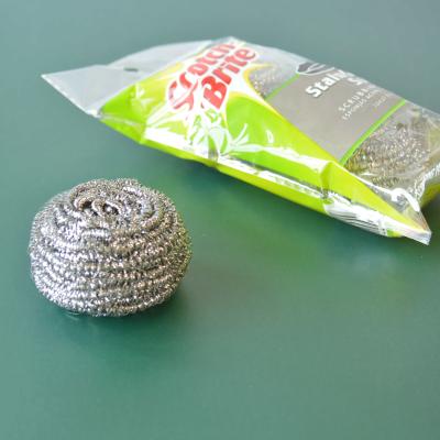 China 50g aisi410 stainless steel viable scourer, scrubber wire wool, pot scourer scrubber for cleaning bowl for sale