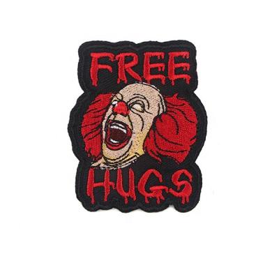 China Customization Logo Patch Comics Clown Custom Embroidered Design Logo Hoodie Badge for sale