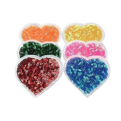 China Other Sequin Heart Embroidery Badge Self Adhesive Stick On Accessories Decoration for sale