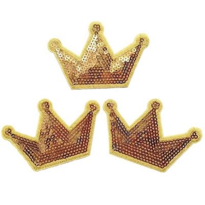 China Other Self Adhesive Embroidery Sequin Crown Patch Laser Cut For Patch Logo for sale