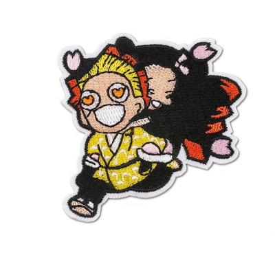 China Self Adhesive Satin Fabric Cartoon Embroidery Patch For Fashion Characters for sale