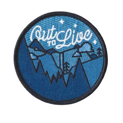 China Customization logo patch night sky star mountain river landscape painting sticker self-adhesive embroidered patch for sale