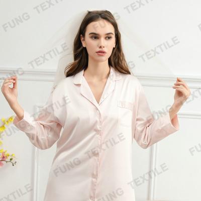 China FUNG 6011 Breathable Summer Long Sleeves Nightgown Satin Nightgown Robe Party Satin Bridesmaid Pajamas Sleep Shirt for sale