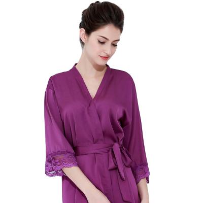 China 2020 new quality FUNG 3020 solid silk lace bathrobe breathable bridal bridesmaid satin for sale