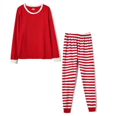 China Breathable Fung F1001 Wholesale Christmas Running Red Striped Pajamas Family Sizes Long Sleeve PAJAMAS SET for sale