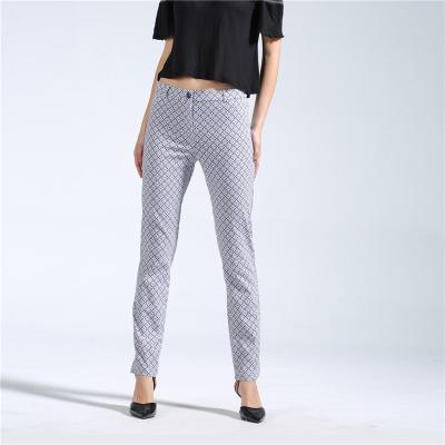 China New High-waist breathable casual women's organic cotton pants printing chic design stretch tights pencil pants for sale