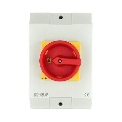 China Industry D12-63A 3/4/5P Electrical Waterproof IP65 Insulation Switch /AC Gray Outdoor Waterproof Switch for sale