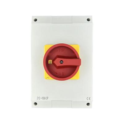 China D12-100A 3/4/5P 3 phase isolator switch IP65 electrical industry electrical waterproofgrey outdoor waterproof switch /100 Amp for sale