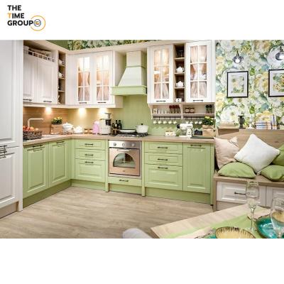 China Environment Friendly Moisture-proof French Green Country Style Kitchens Cabinet for sale