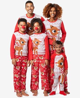 China Christmas cartoon elks printing parent-child costume home service family breathable Christmas pajamas JXS1144 for sale