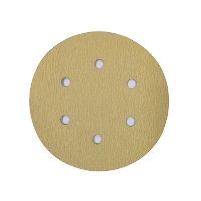 China Popular Sanding Polishing Disc 150mm Stearate Coated Gold Disc Shandong Tear Resistance Sandpaper Round Dry Abrasive Sanding Disc for sale