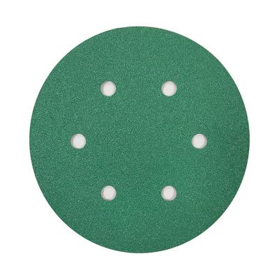 China Polishing Sanding Disc 150 Mm Film Basic Good Quality Polished Round Sandpaper Paper Green Portable Sanding Disc for sale