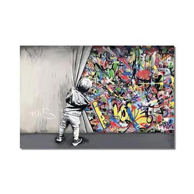 China 100% Banksy Style Pop Street Pop Art Hand Painted Canvas Paintings Wall Art Pictures For Home Decor for sale