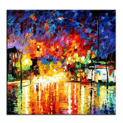 China 100% Hand Painted Large Wall Art Home Decor China Supplier Large Hand Painted Modern City Street Landscape Oil Painting for sale