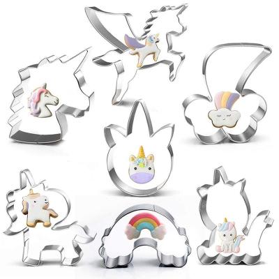 China 7 PCs Premium Disposable Unicorn Cookie Cutter Set 7.6cm - 8.89cm for sale