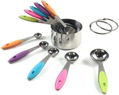 China In Kitchen Measuring Cups and Spoons Set 10 Colored Stainless Steel Liquid Measuring Cups Measuring Cups and Dry Measuring Cup Set for sale