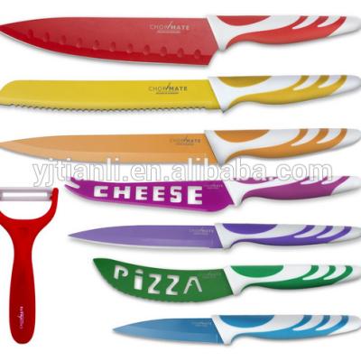 China Disposable High Quality Non-stick Ceramic Coated 8 Piece Stainless Steel Kitchen Knife Set for sale