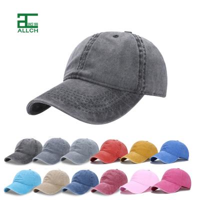 China COMMON cotton washed adjustable vintage baseball caps men and women, low profile unstructured simple classic retro dad hat for sale