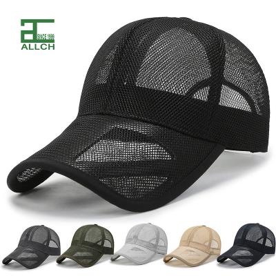 China ALLCH RTS COMMON Soft Brim Working Hats Mesh Baseball Caps Nylon Fabric Big Mesh Camp Baseball Cap Quick Dry For Men's Hat For Women for sale