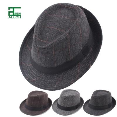 China ALLCH RTS Winter Faux Wool Checked Fedora Mens Fedora Hats Wholesale Felt Hat Felt Design Classic Cowboy Hat for sale