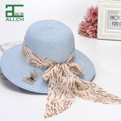 China ALLCH Character Wholesale Good Quality Women's Wide Brim Straw Hat 100% Paper Portable Folding Hats for sale