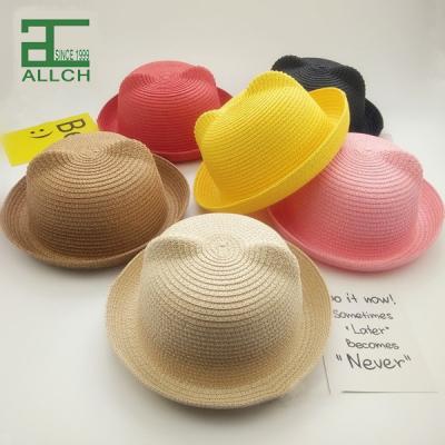 China Wholesale ALLCH Beach Baby Parasol Straw Hat Fashion Beach Sun Hat For Kids Cartoon Bear Sombrero Panama Straw Panama Hat for sale